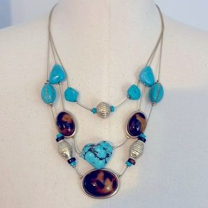 Chico’s statement necklace tiger eye and turquoise